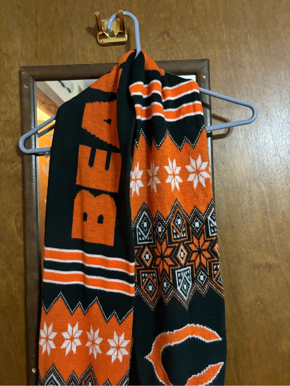 Black & Orange Patterned Knit Scarf